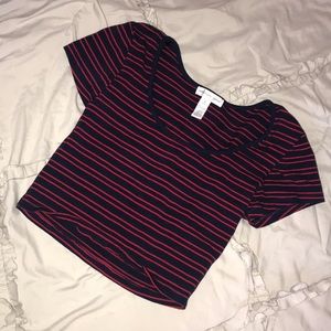 Red & Navy Crop Top